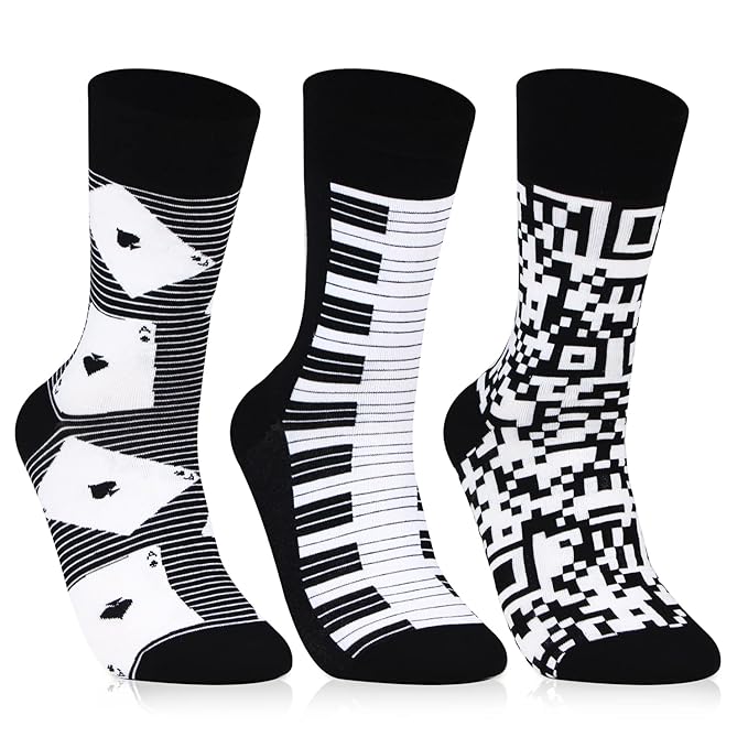 Black & White Designer Socks for Men- Pack of 3
