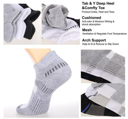 Ankle Socks Pack of 10, Assorted Colours - Premium Comfort, Breathable & Durable Socks for Men