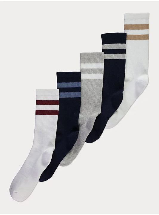 Stripe Ankle Socks 5 Pack