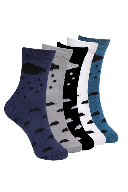 Men's and Women's Graphic Print Cotton Ankle Length Socks ( Pack of 5 Pair )