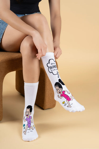 Siblings Bond Character Designer Socks – Unisex | Pack of 5 Pairs