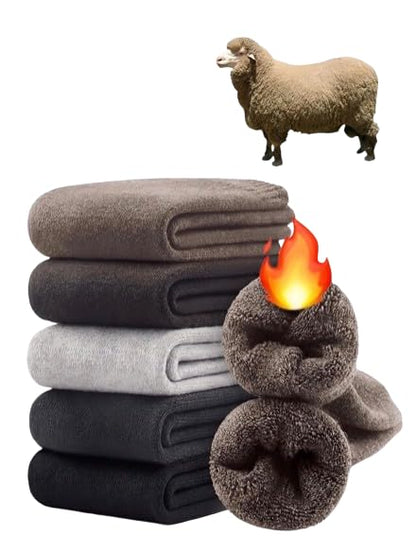 Men's Winter Woolen Socks Warm Soft Full Cushion Calf Length Crew Socks (5 Pairs)