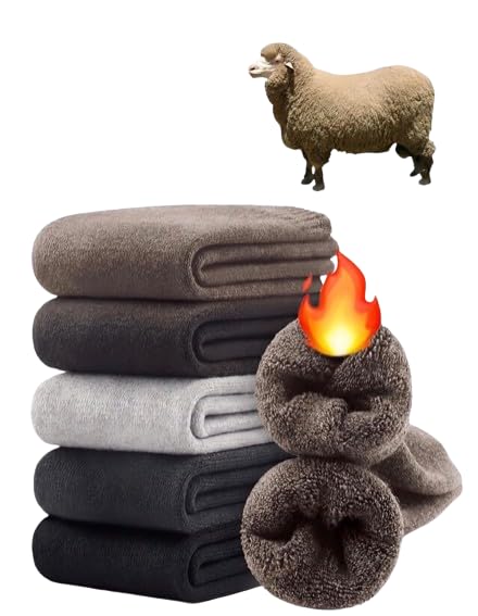 Men's Winter Woolen Socks Warm Soft Full Cushion Calf Length Crew Socks (5 Pairs)