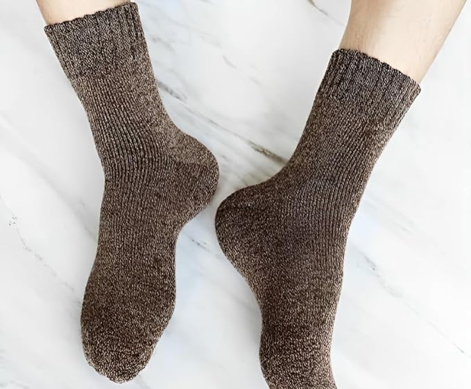 Men's Winter Woolen Socks Warm Soft Full Cushion Calf Length Crew Socks (5 Pairs)