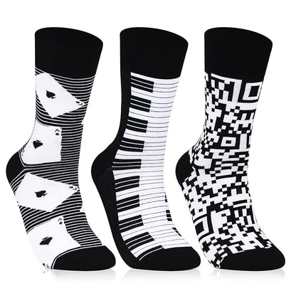 Black & White Designer Socks for Men- Pack of 3