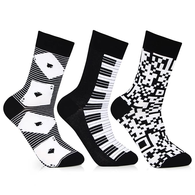 Black & White Designer Socks for Men- Pack of 3