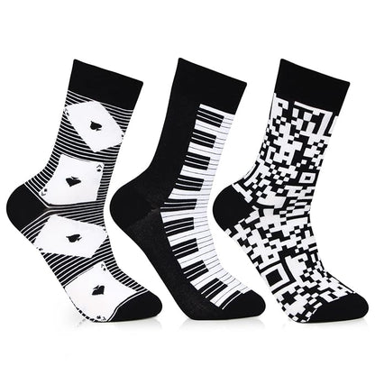 Black & White Designer Socks for Men- Pack of 3