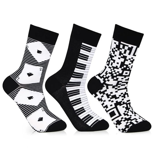 Black & White Designer Socks for Men- Pack of 3