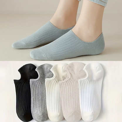 5-Pair Solid Boat Socks Simple Breathable Invisible Short Socks Combo