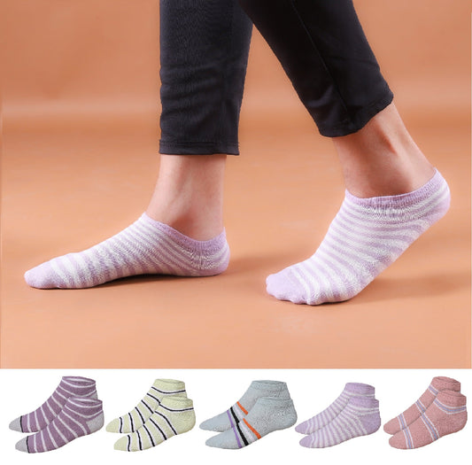 Ferry Cherry Women's Cute Neon Striped Ankle Socks (Pack of 5 & 10)