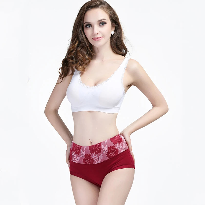 High Waist Women Panties Cute Print Ladies Briefs Hipster Soft Cotton Breathable Lingerie Female Body Slimming Underwear