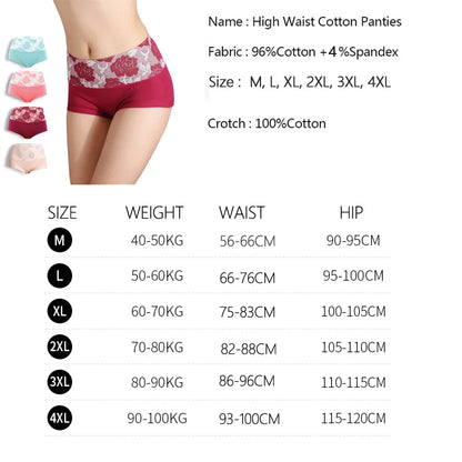 High Waist Women Panties Cute Print Ladies Briefs Hipster Soft Cotton Breathable Lingerie Female Body Slimming Underwear