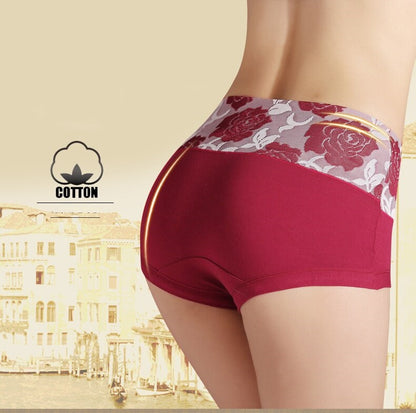 Luxurious High Waist Cotton Lingerie Women Panties, Cute Print Ladies Briefs | Hipster