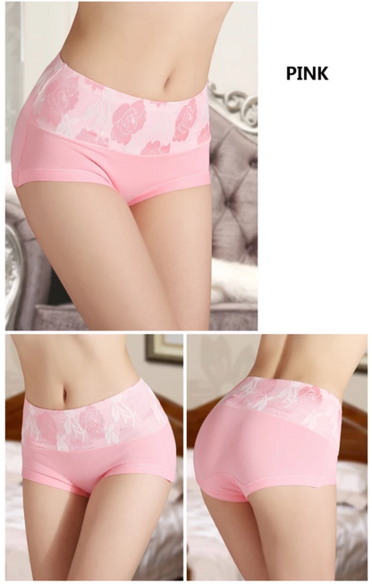 Luxurious High Waist Cotton Lingerie Women Panties, Cute Print Ladies Briefs | Hipster