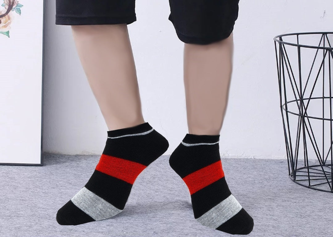 Premium Stripes Cotton Ankle Socks for Mens & Womens (Pack of 8 Pairs)