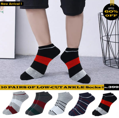 Premium Stripes Cotton Ankle Socks for Mens & Womens (Pack of 8 Pairs)