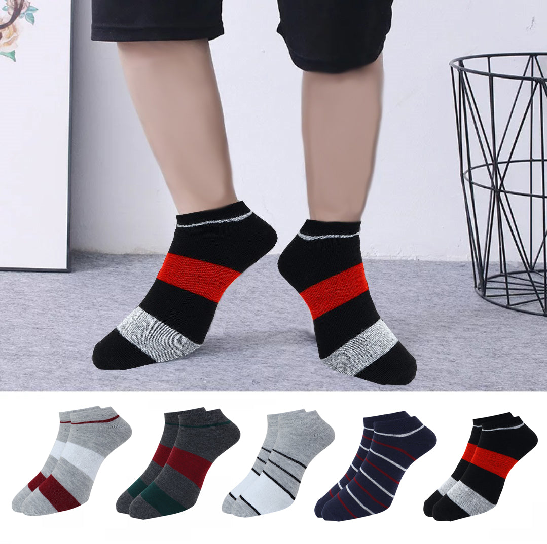 Premium Stripes Cotton Ankle Socks for Mens & Womens (Pack of 8 Pairs)