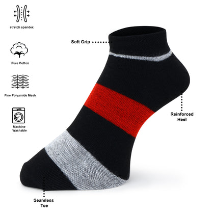 Premium Stripes Cotton Ankle Socks for Mens & Womens (Pack of 8 Pairs)