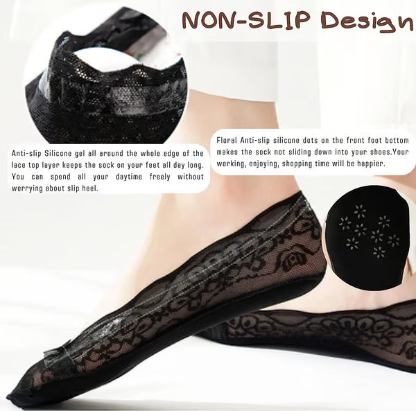 🧦 Lace No Show Liner Socks for Women