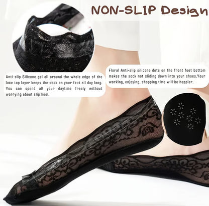🧦 Lace No Show Liner Socks for Women