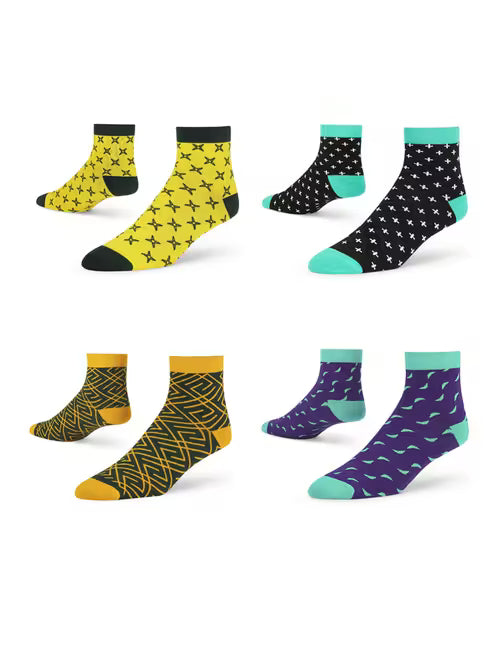 Unisex Multi-Colored Ankle-Length Socks Combo