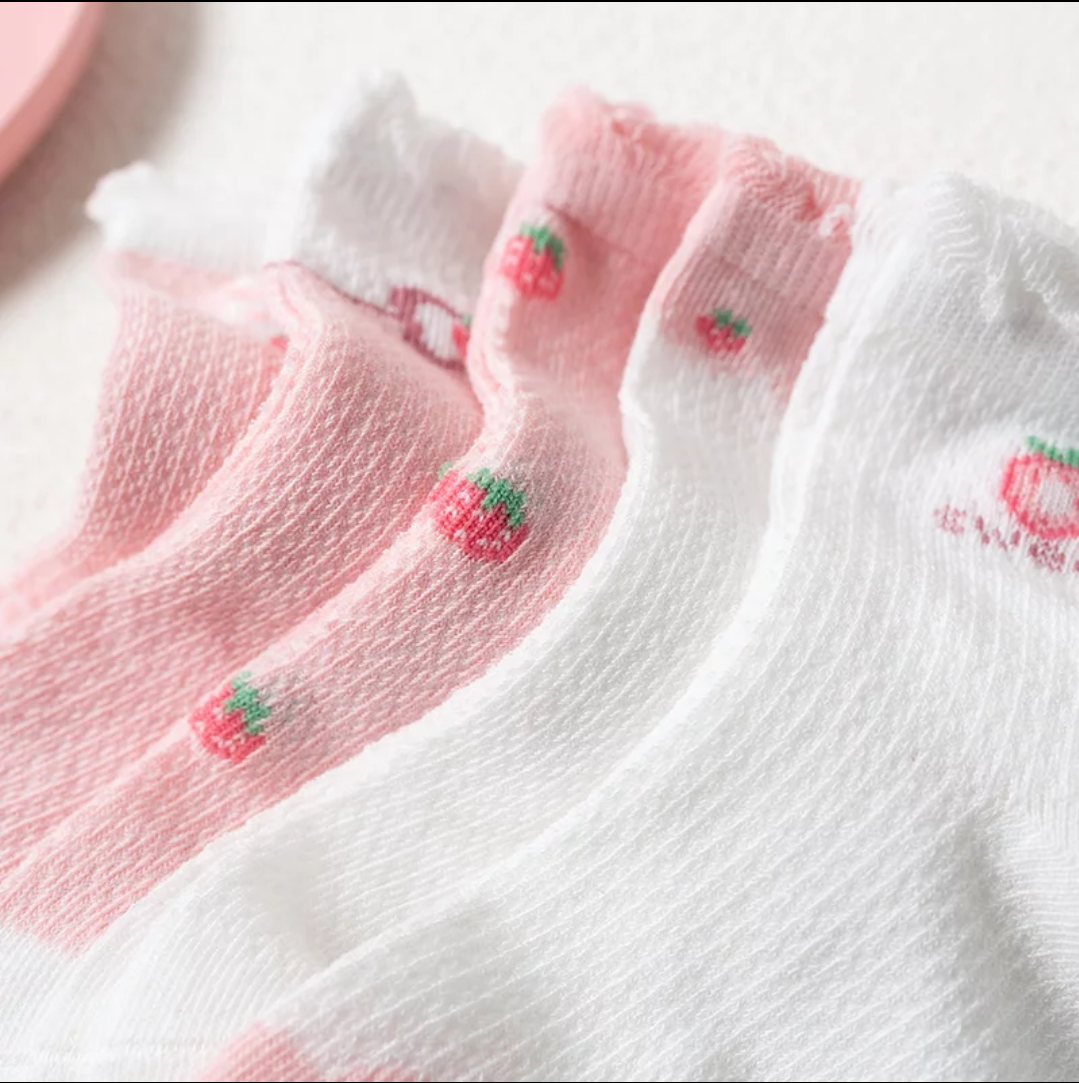 5 Pairs Premium Cute Netted Cotton Socks for Womens